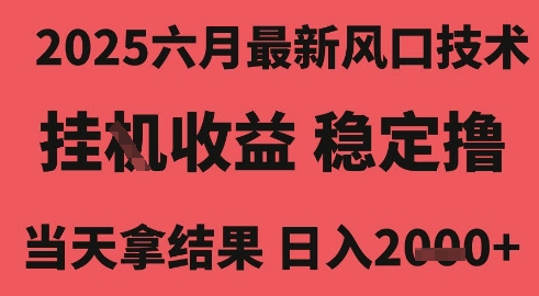 2025六月最新风口技术，无人挂G撸礼物，长期稳定 一个小时收益2k+，小白当天拿结果【揭秘】-宇文网创