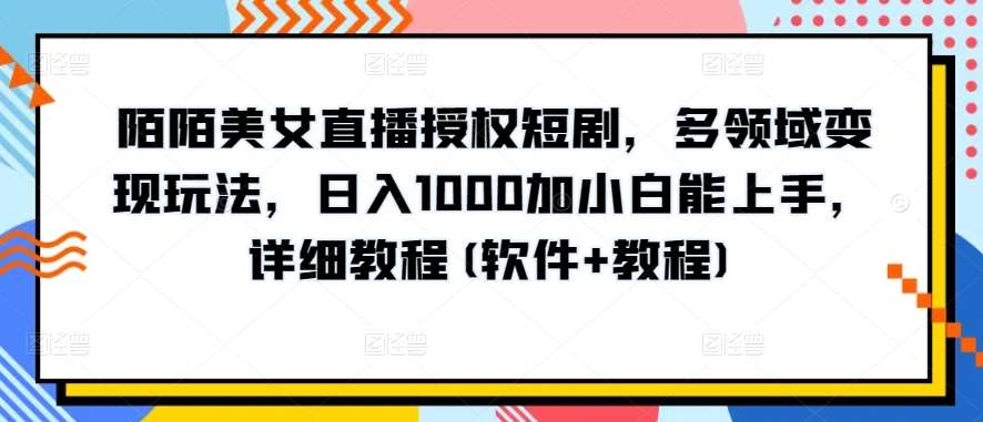 陌陌美女直播授权短剧，多领域变现玩法，日入1000加小白能上手，详细教程(软件+教程)【揭秘】-宇文网创