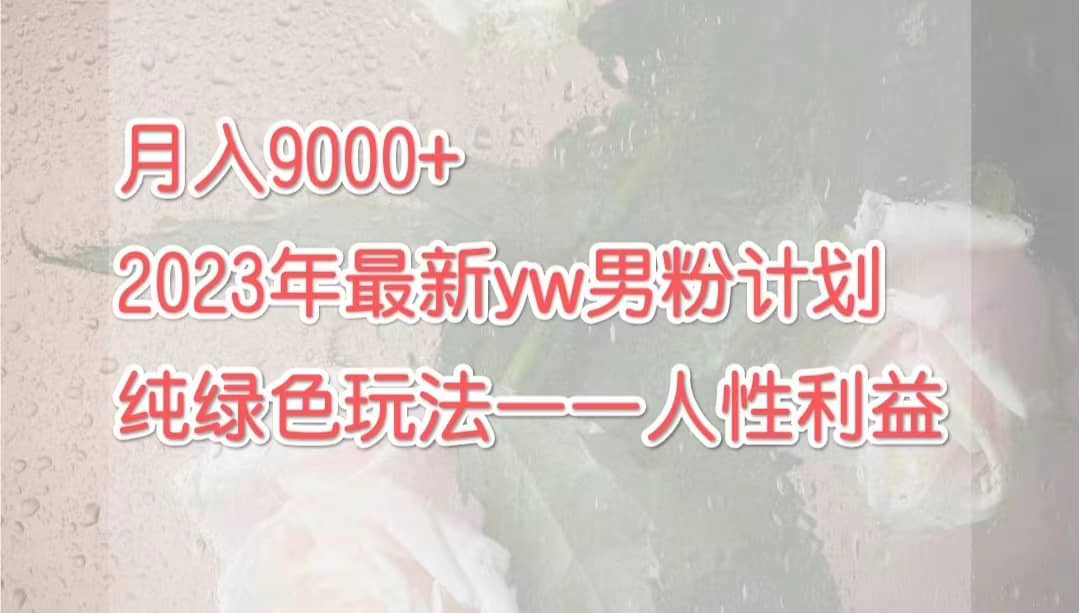 月入9000+2023年9月最新yw男粉计划绿色玩法——人性之利益-宇文网创