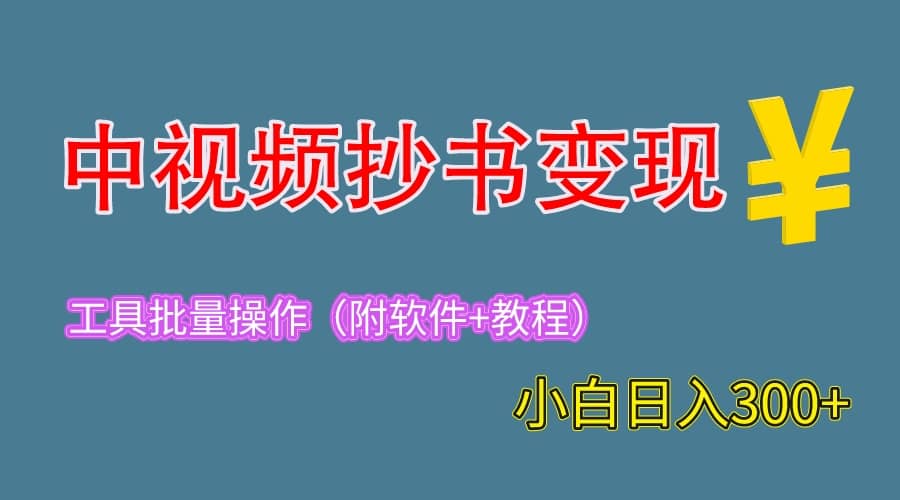 2023中视频抄书变现（附工具+教程），一天300+，特别适合新手操作的副业-宇文网创