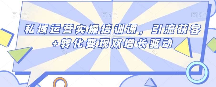 私域运营实操培训课，引流获客+转化变现双增长驱动-宇文网创