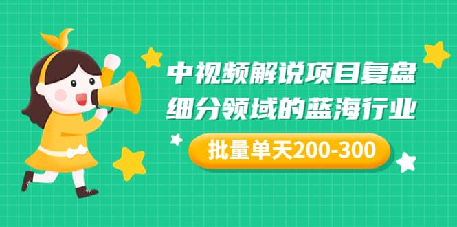 某付费文章：中视频解说项目复盘：细分领域的蓝海行业 批量单天200-300收益-宇文网创