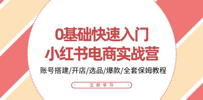 0基础快速入门小红书电商实战营：账号搭建/开店/选品/爆款/全套保姆教程-宇文网创