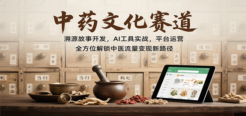 中药文化赛道：溯源故事开发，AI工具实战，平台运营，全方位解锁中医流量变现新路径-宇文网创