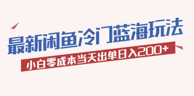 2023最新闲鱼冷门蓝海玩法，小白零成本当天出单日入200+-宇文网创