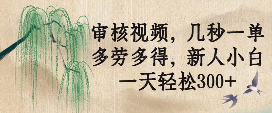 （14202期）审核视频，几秒一单，多劳多得，新人小白一天轻松300+-宇文网创