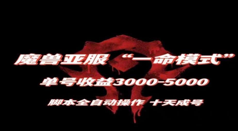 魔兽亚服一命模式，10天成号-单号3千-5千，脚本全自动操作，保姆级教学【揭秘】-宇文网创