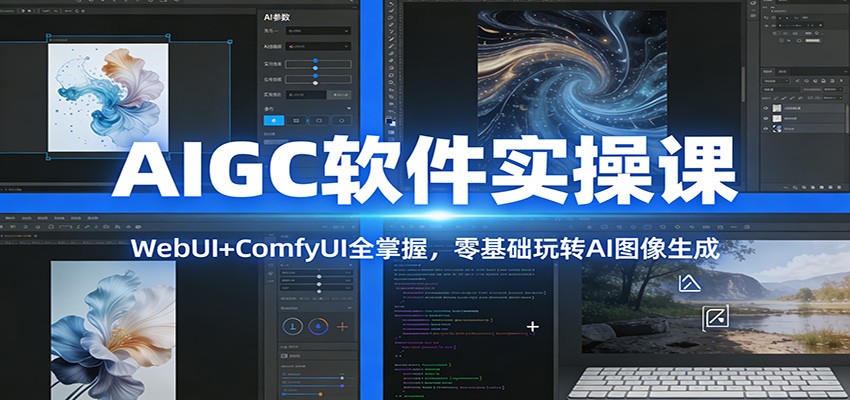 AIGC软件实操课:WebUI+ComfyUI全掌握,零基础玩转AI图像生成-宇文网创