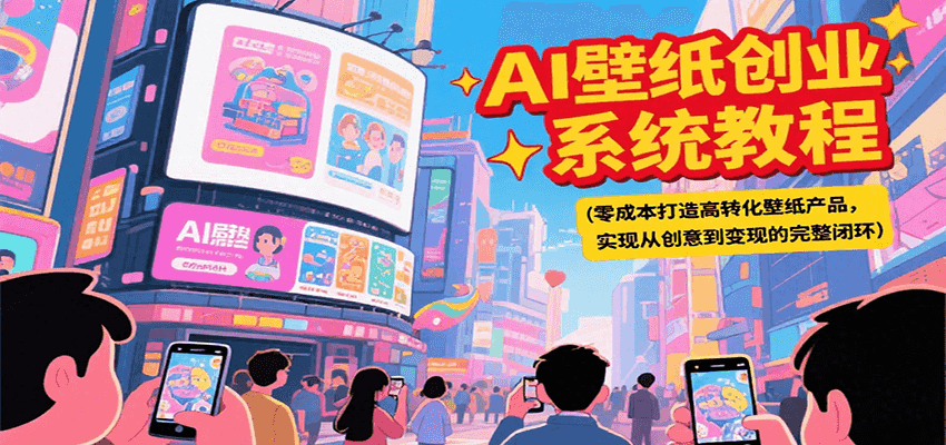 AI壁纸创业系统教程，零成本打造高转化壁纸产品，实现从创意到变现的完整闭环-宇文网创
