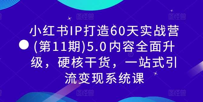 小红书IP打造60天实战营(第11期)5.0​内容全面升级，硬核干货，一站式引流变现系统课-宇文网创