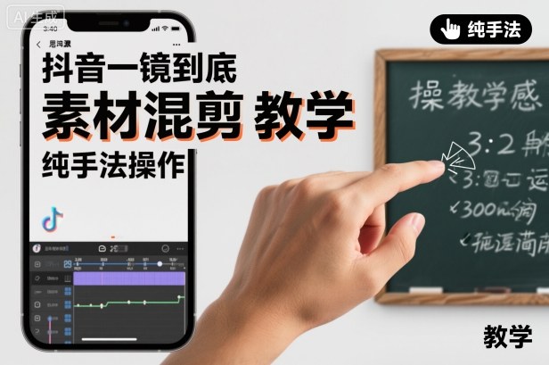 抖音一镜到底素材混剪教学，纯手法操作-宇文网创