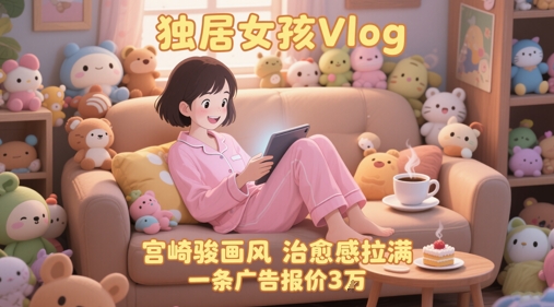 单个账号涨粉71W！用AI制作独居女孩Vlog，宫崎骏画风，治愈感拉满，一条广告报价3W-宇文网创