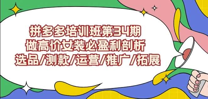 拼多多培训班第34期：做高价女装必盈利剖析选品/测款/运营/推广/拓展-宇文网创