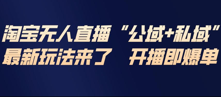 淘宝无人直播完整教程,公试+私域,最新玩法来了,开播即爆单-宇文网创
