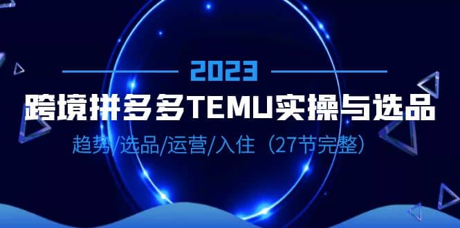 2023跨境·拼多多·TEMU实操与选品，趋势·选品·运营·入住（27节完整）-宇文网创