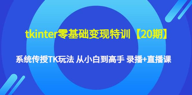 tkinter零基础变现特训【20期】系统传授TK玩法 从小白到高手 录播+直播课-宇文网创