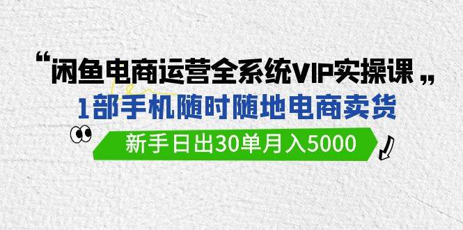 （9547期）闲鱼电商运营全系统VIP实战课，1部手机随时随地卖货，新手日出30单月入5000-宇文网创