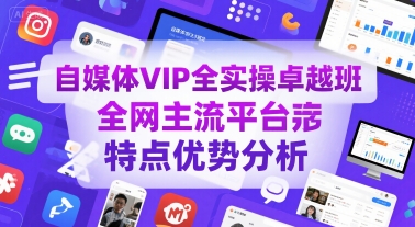 自媒体VIP全实操卓越班，全网主流平台特点优势分析-宇文网创