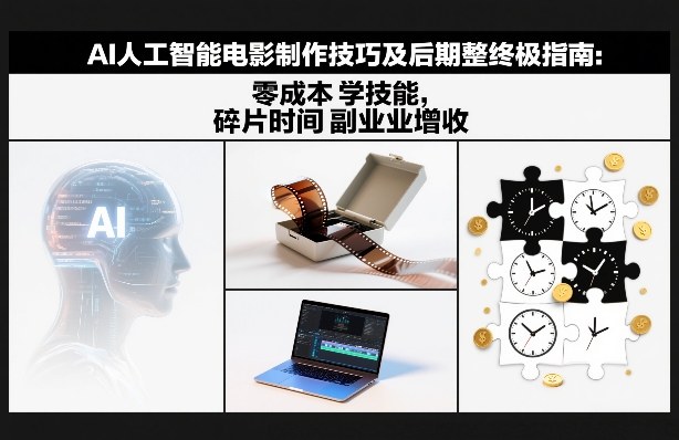 AI人工智能电影制作技巧及后期完整终极指南：零成本学技能，碎片时间副业增收-宇文网创