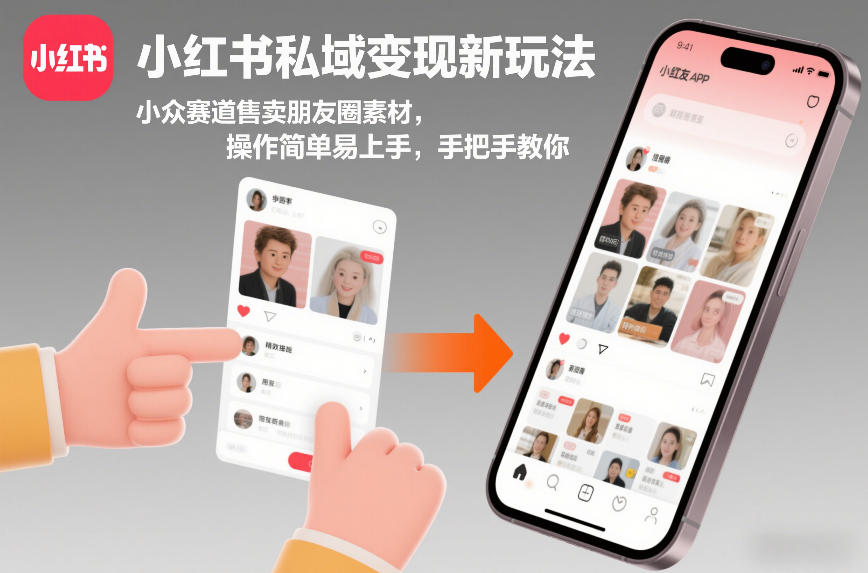 小红书私域变现新玩法，小众赛道售卖朋友圈素材，操作简单易上手，手把手教你-宇文网创