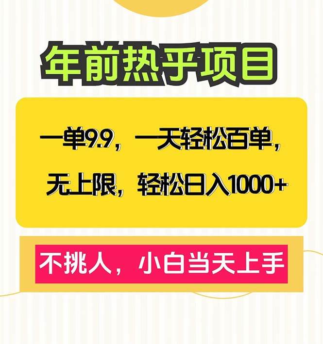 （13795期）一单9.9，一天百单无上限，不挑人，小白当天上手，轻松日入1000+-宇文网创