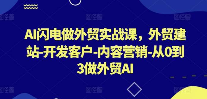 AI闪电做外贸实战课，​外贸建站-开发客户-内容营销-从0到3做外贸AI（更新）-宇文网创