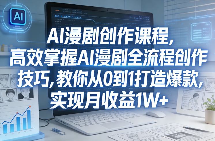 某社群AI漫剧创作课程,高效掌握AI漫剧全流程创作技巧,教你从0到1打造爆款,实现月收益1W+-宇文网创