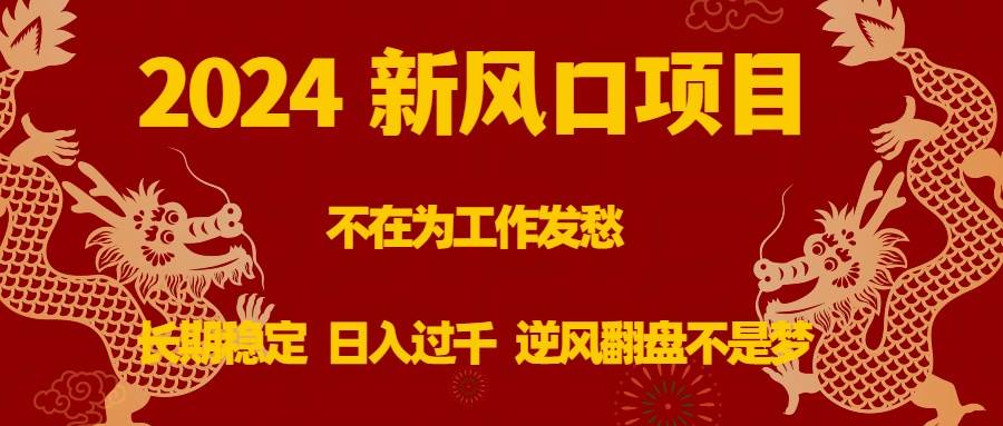（8587期）2024新风口项目，不在为工作发愁，长期稳定，日入过千 逆风翻盘不是梦-宇文网创