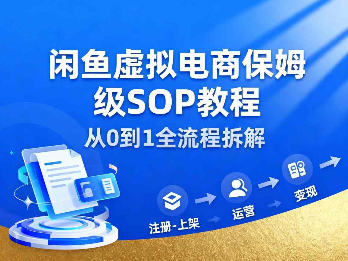 闲鱼虚拟电商，月入轻松过1W，保姆级SOP教程-宇文网创