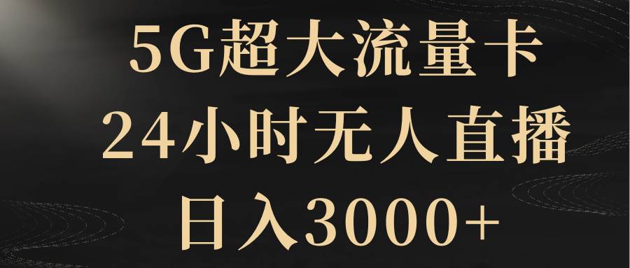 （8304期）5G超大流量卡，24小时无人直播，日入3000+-宇文网创
