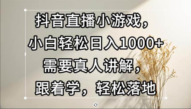 （13075期）抖音直播小游戏，小白轻松日入1000+需要真人讲解，跟着学，轻松落地-宇文网创