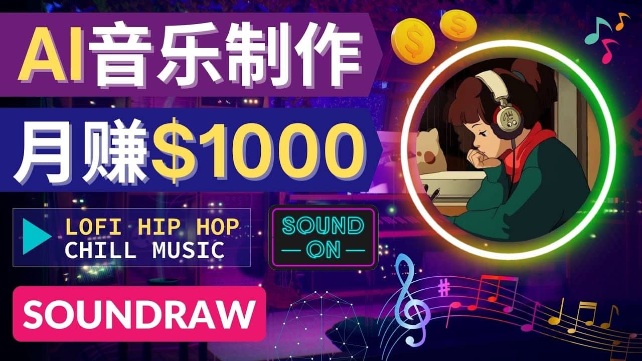 无需任何音乐基础： 使用AI软件制作Lofi Hip Hop Chill Music 月赚1000美元-宇文网创