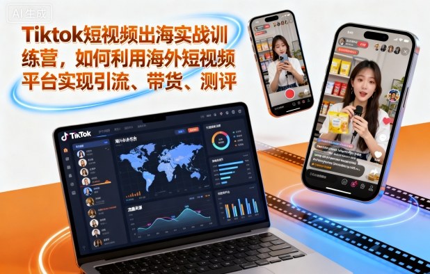Tiktok短视频出海实战训练营，如何利用海外短视频平台实现引流、带货、测评-宇文网创