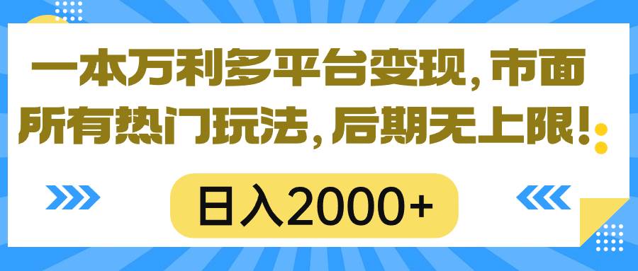 （10311期）一本万利多平台变现，市面所有热门玩法，日入2000+，后期无上限！-宇文网创