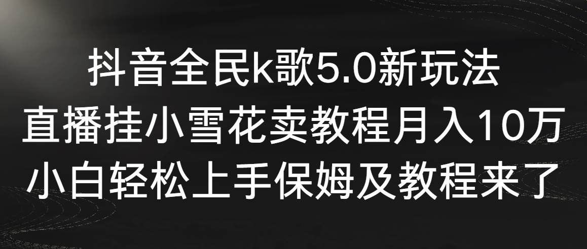 （9021期）抖音全民k歌5.0新玩法，直播挂小雪花卖教程月入10万，小白轻松上手，保...-宇文网创