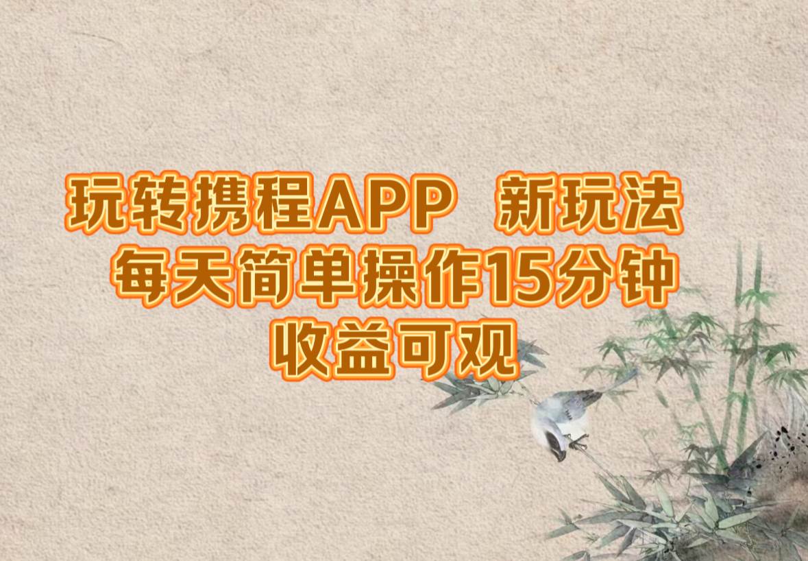 （12705期）玩转携程APP，新玩法，每天简单操作15分钟，收益可观-宇文网创