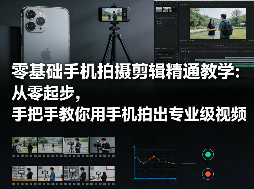 零基础手机拍摄剪辑精通教学：从零起步，手把手教你用手机拍出专业级视频-宇文网创