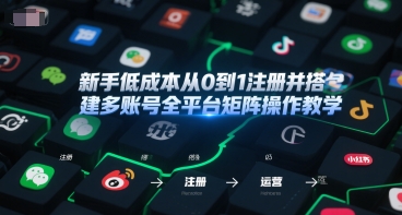 新手低成本从0到1注册并搭建多账号全平台矩阵操作教学，手机号-邮箱-IP-工具-宇文网创