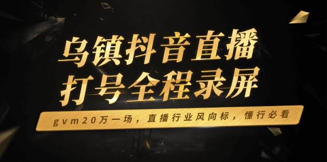 （14014期）乌镇抖音直播打号全程录屏，gvm20万一场，直播行业风向标，懂行必看-宇文网创