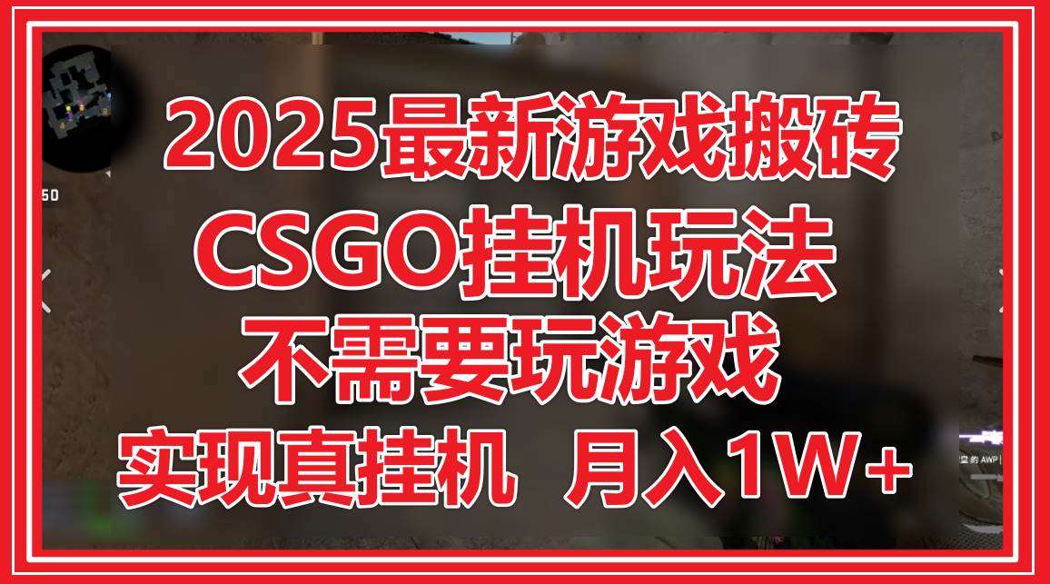 2025最新游戏搬砖，CSGO挂机，不需要玩游戏，实现真挂机，月入1W+-宇文网创