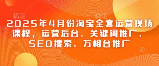 2025年4月份淘宝全套运营现场课程，运营后台、关键词推广、SEO搜索、万相台推广-宇文网创