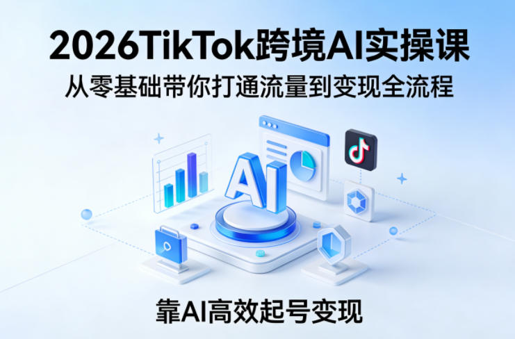 2026TikTok跨境AI实操课，从零基础带你打通流量到变现全流程，靠AI高效起号变现-宇文网创
