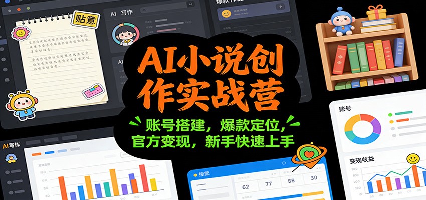 AI小说创作实战营：账号搭建，爆款定位，官方变现，新手快速上手-宇文网创