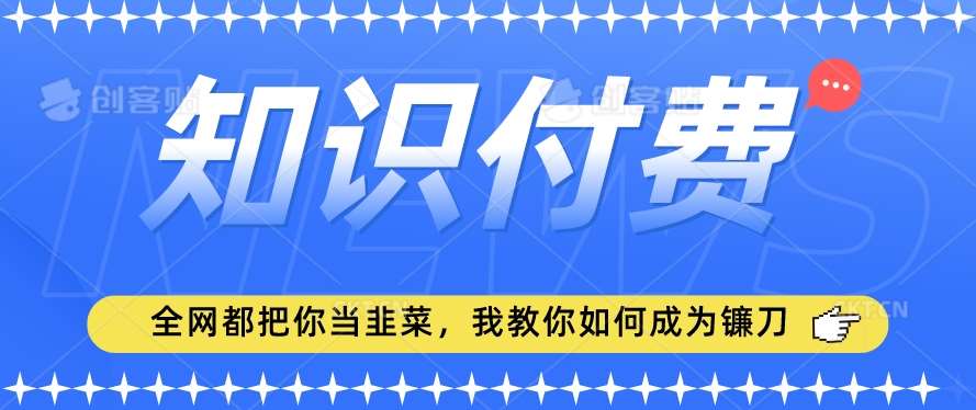 2024最新知识付费项目，小白也能轻松入局，全网都在教你做项目，我教你做镰刀【揭秘】-宇文网创