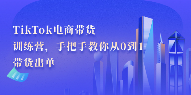 TikTok电商带货训练营，手把手教你从0到1带货出单-宇文网创