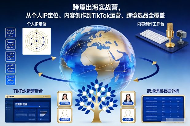 跨境出海实战营，从个人IP定位、内容创作到TikTok运营、跨境选品全覆盖-宇文网创
