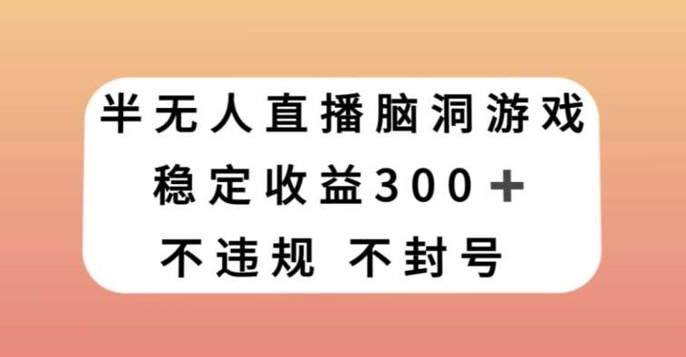半无人直播脑洞小游戏，每天收入300+，保姆式教学小白轻松上手【揭秘】-宇文网创