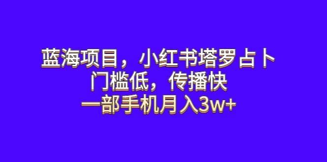 蓝海项目，小红书塔罗占卜，门槛低，传播快，一部手机月入3w+-宇文网创