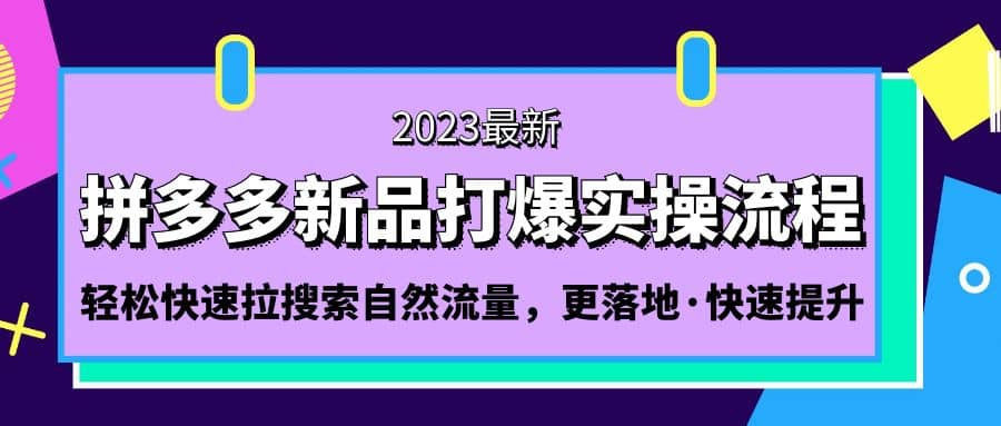 拼多多-新品打爆实操流程：轻松快速拉搜索自然流量，更落地·快速提升-宇文网创