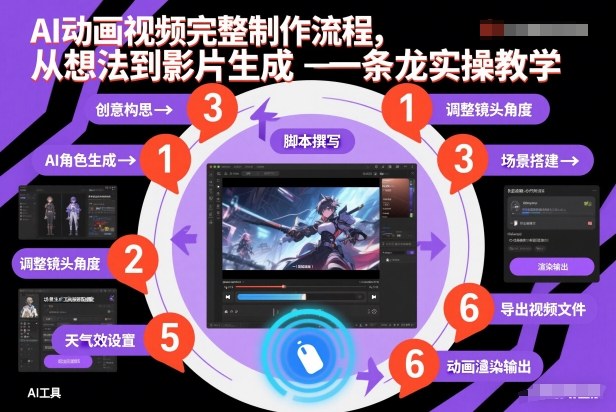 AI动画视频完整制作流程，从想法到影片生成一条龙实操教学-宇文网创